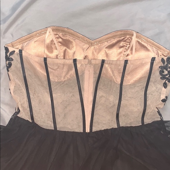 Nude/Black Mesh Formal Dress - Strapless - Picture 3 of 3